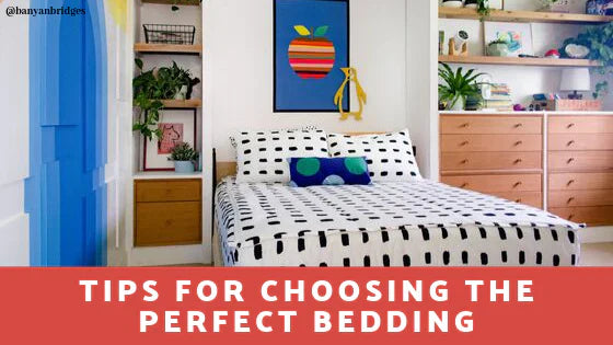 
      An infographic with a child's room with a full bed made with black and white zipper bedding.
    