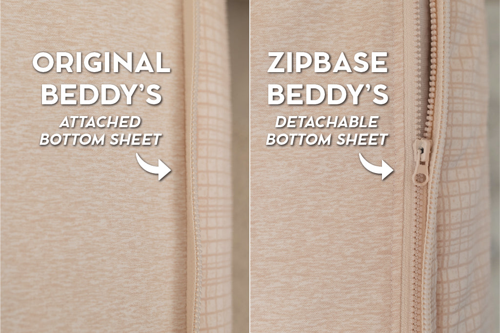 An infographic showing the options for Original and ZipBase in your zipper bedding set.