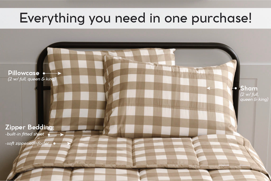 A graphic showing everything that is included in your children bedding purchase.