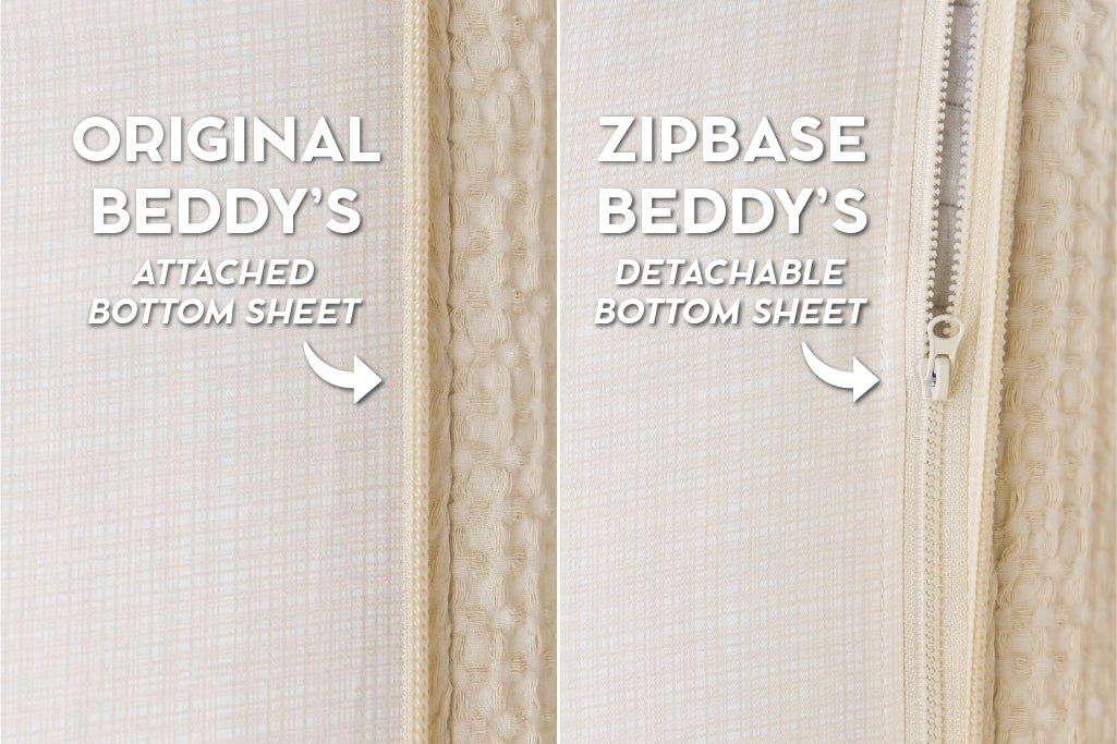 An infographic showing the options for Original and ZipBase in your zipper bedding set.