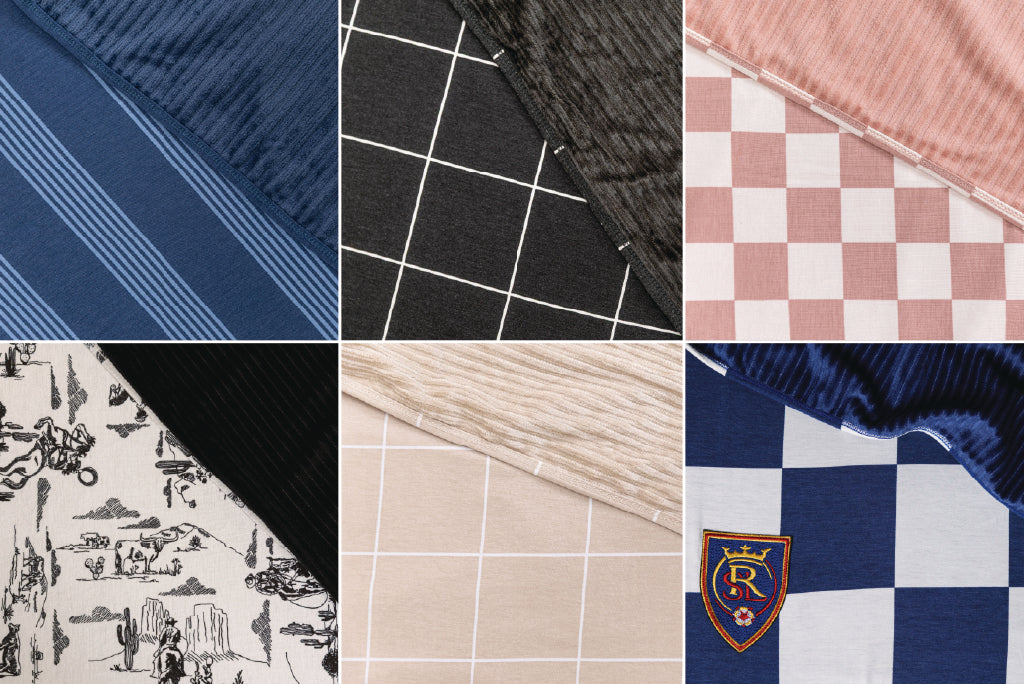 A graphic showing the different options for an On The Go Blanket. 