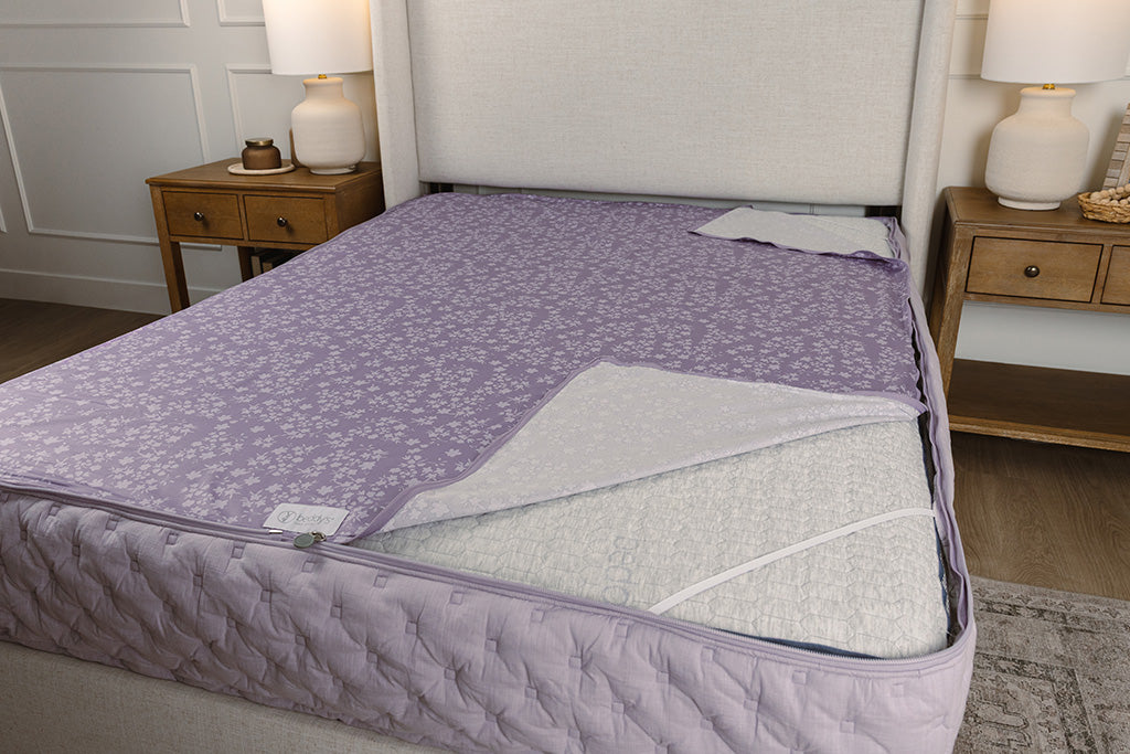 A photo showing the zipbase sheet function of your zipper bedding.