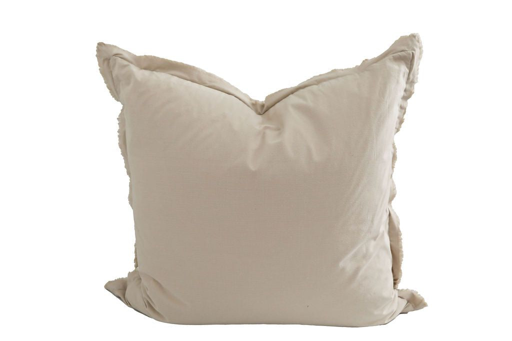 Tan XL euro pillow with frayed edge